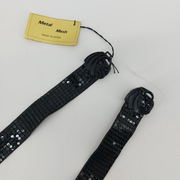 Belt Women's Vintage Black Metal Mesh Cinch Belt Gatsby OS - Picture 2 of 11